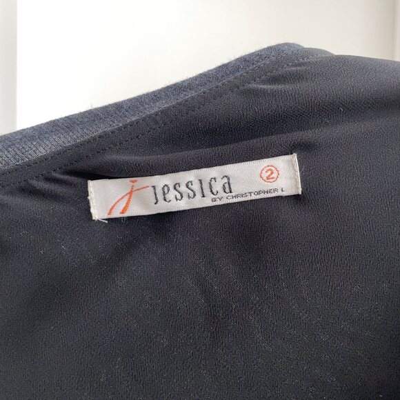 Jessica by Christopher L Beaded Cropped Blouse Size 2 - Picture 3 of 4